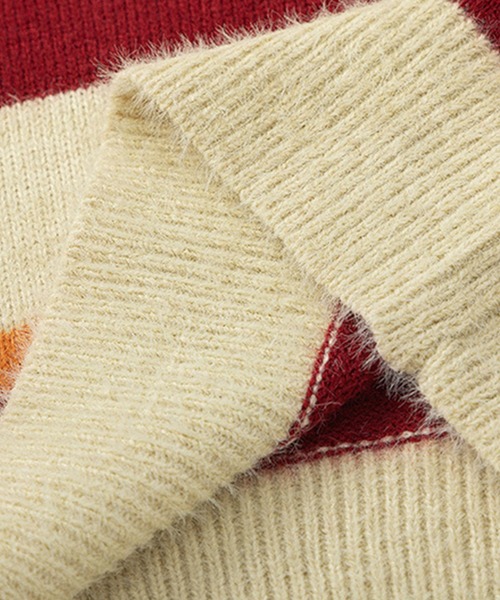 セーター ニット マルチボーダー星パッチニット メンズ レディース