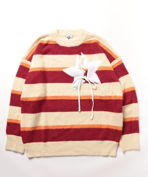 セーター ニット マルチボーダー星パッチニット メンズ レディース