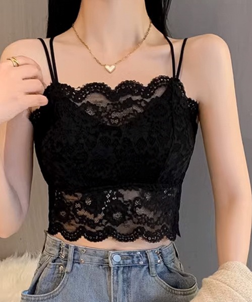 | SAKAI】レーストリムキャミソール KANAKO クロスストラップ（公式完売／希少／レア） キャミソール Nodressレース ジレ F/STORE | トップス | トップス