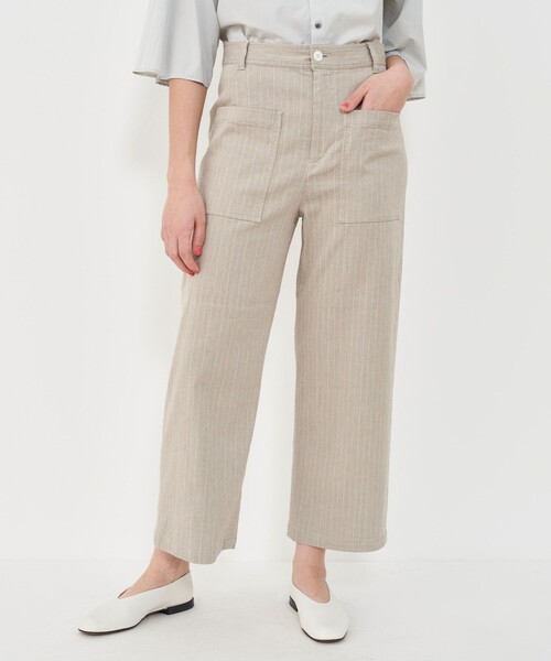 GALERIE VIE パンツ コットンリネンストレッチ クロップドパンツ