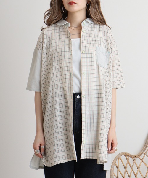 ブラウス シャツ EMAGO 切替えシャツ レディース Emago tシャツ EMAGO スマイル刺繍Tシャツ レディース