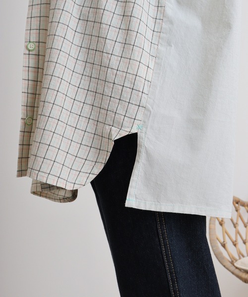 ブラウス シャツ EMAGO 切替えシャツ レディース Emago tシャツ EMAGO スマイル刺繍Tシャツ レディース