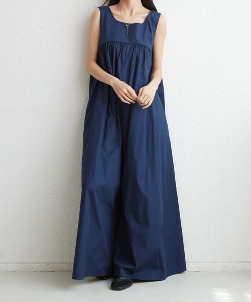 美品✨アメリ レディータックフレアドレス ロングワンピース ノースリーブ 青 S MAISON DE THERESE（メゾン ド テレーズ） ワンピース ノースリーブ