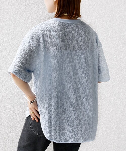 tシャツ ペプラムフレンチスリーブプルオーバー「手洗い可能」 レディース green label relaxing tシャツ バック ペプラム フレンチ