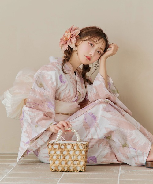 sugar nine 浴衣3点セット ピンク系4 sugar nine 浴衣 浴衣3点セット（浴衣・帯・下駄） レディース