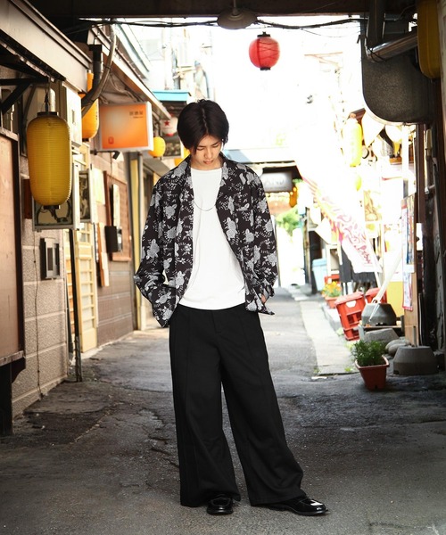 ZIP FIVE シャツ 「NATURE GLOBE」 総柄 オープンカラー 長袖 / 柄