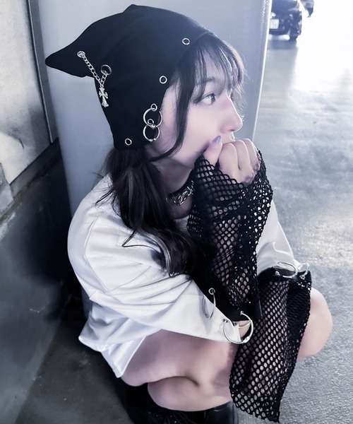 Revo. ニット帽 ニットキャップ シルバーチェーン ボディピアス