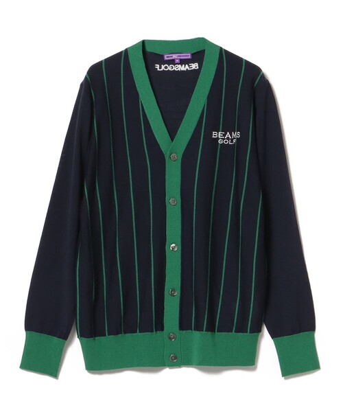 BEAMS GOLF カーディガン PURPLE LABEL バイカラーストライプ