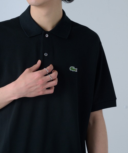 未使用　LACOSTE ブラック ポロシャツ サイズ5 刺繍　L1212 定番 LACOSTE（ラコステ） ポロシャツ 日本製 定番 半袖ポロ メンズ L1212