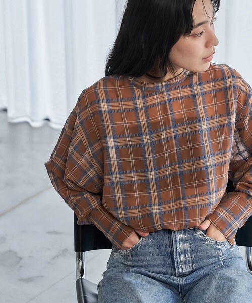 ブラウス シャツ 「KATHARINE ROSS」シアーチェックシャツ レディース KATHARINE ROSS ブラウス シャツ 「KATHARINE ROSS」シアー