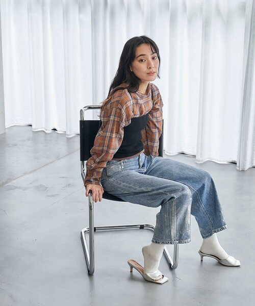 ブラウス シャツ FREAK’S STORE/フリークスストア The Yarn. シアーシャツブラウス/ シアー チェックシャツ レディース | FREAK'S STORE | 15