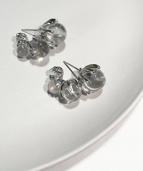 H.TOKYO ピアス 氷透バブルビーズデザインピアス レディース