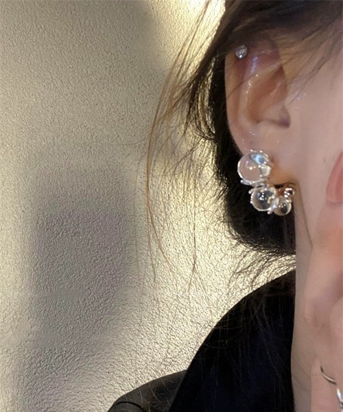 H.TOKYO ピアス 氷透バブルビーズデザインピアス レディース