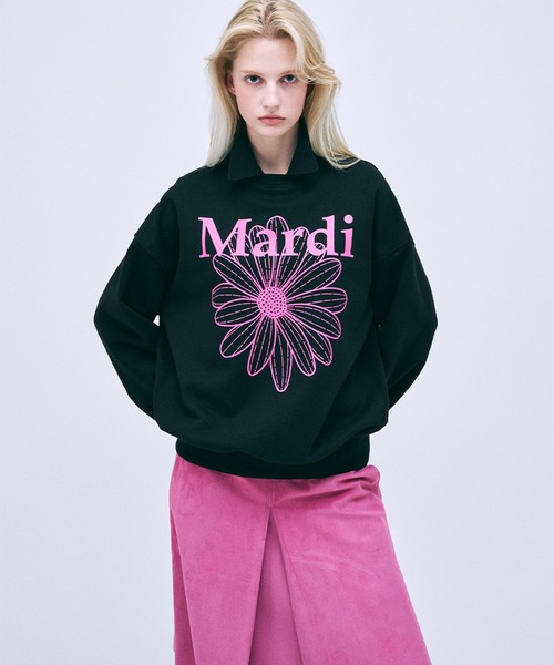 値下げ！【タグ付き新品】Mardi Mercredi フラワースウェットシャツ Mardi Mercredi】フラワー刺繍スウェットシャツ☆新カラー登場