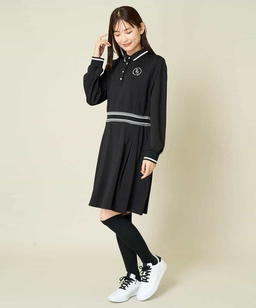 セール】レディースゴルフウエア ラインリブポロシャツ（Tシャツ
