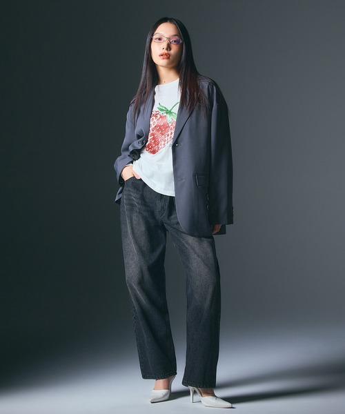 ジーンズ デニム デニムパンツ LOGO PATCH WIDE TAPERED DENIM PANTS レディース_4