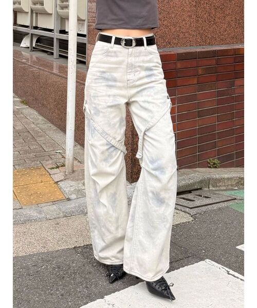 ジーンズ デニム デニムパンツ カーゴベルトルーズジーンズ レディース