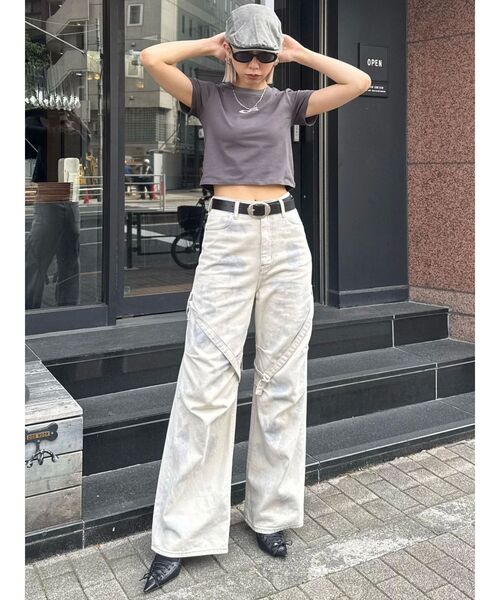 ジーンズ デニム デニムパンツ カーゴベルトルーズジーンズ レディース