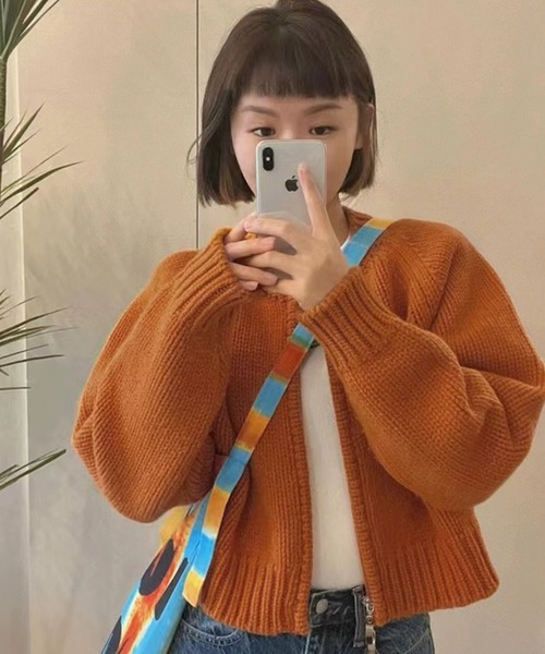 カーディガン makayuri様 MADE IN JAPAN シアーリブカットカーディガン プラス