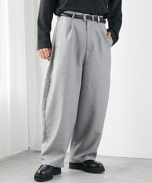 stein グレー プリーツ入りスラックス MinoriTY（マイノリティ） ワイドパンツ スラックス 「MinoriTY