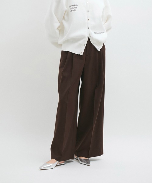 スラックス パンツ 「防シワ」・「洗える」2タックワイドスラックス レディース