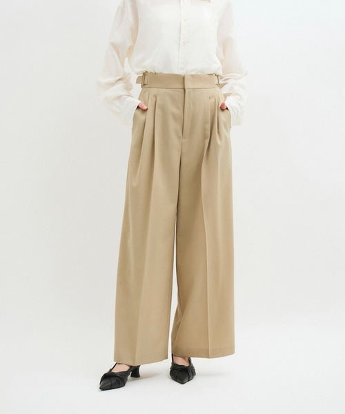 スラックス パンツ 「防シワ」・「洗える」2タックワイドスラックス レディース_2