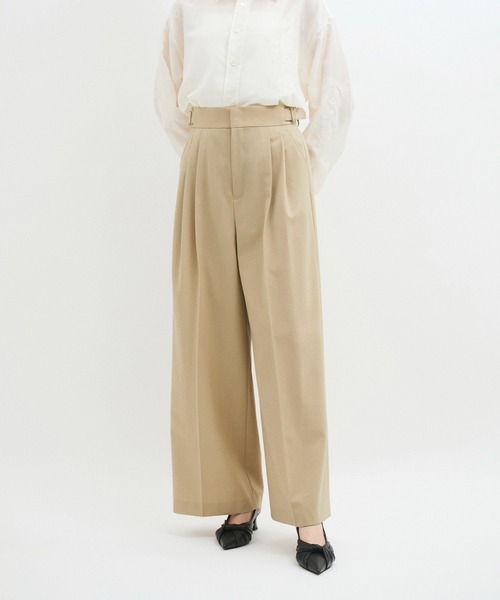 スラックス パンツ 「防シワ」・「洗える」2タックワイドスラックス レディース_15