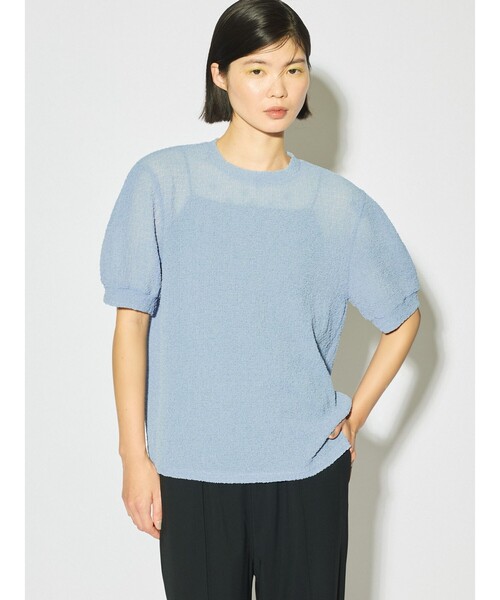 tシャツ MIDIUMISOLID for Ladies シアークルーネックパフスリーブプルオーバー レディース