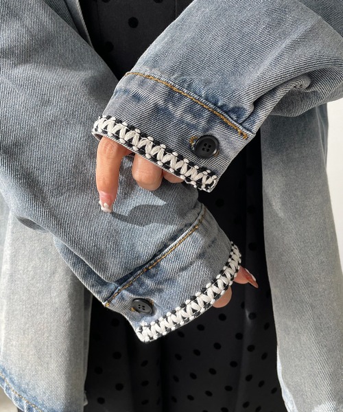 ブラウス シャツ テープフリルデニムシャツジャケット レディース antic rag ブラウス シャツ テープフリルデニムシャツジャケット