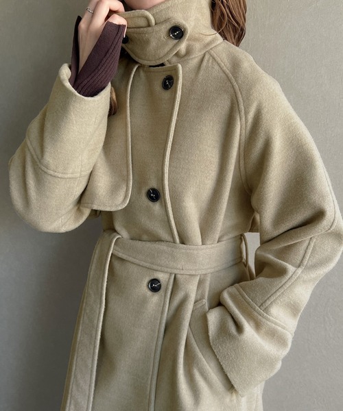 「JUNOAH」 トレンチコート LARGE ダークパープル レディース_画像2