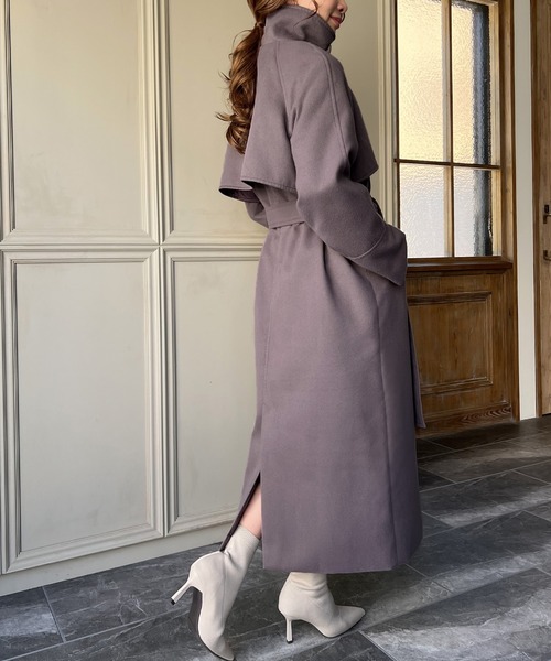 「JUNOAH」 トレンチコート LARGE ダークパープル レディース_画像8