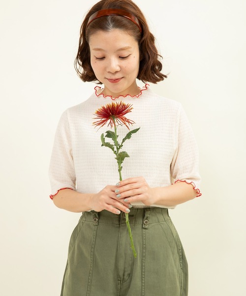 tシャツ オーガニックブルーゼ メロー配色半袖プルオーバー レディース CHILD WOMAN tシャツ オーガニックブルーゼ メロー配色半袖プル