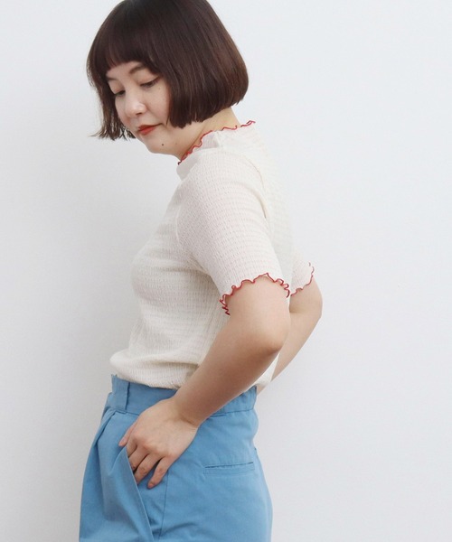 CHILD WOMAN tシャツ オーガニックブルーゼ メロー配色半袖プル