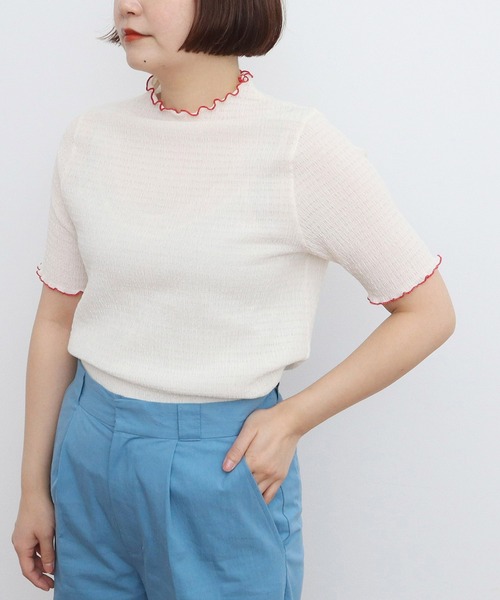 CHILD WOMAN tシャツ オーガニックブルーゼ メロー配色半袖プル