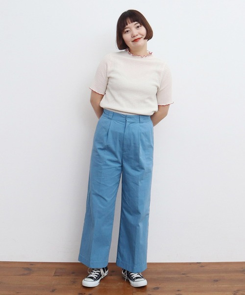 tシャツ オーガニックブルーゼ メロー配色半袖プルオーバー レディース CHILD WOMAN tシャツ オーガニックブルーゼ メロー配色半袖プル