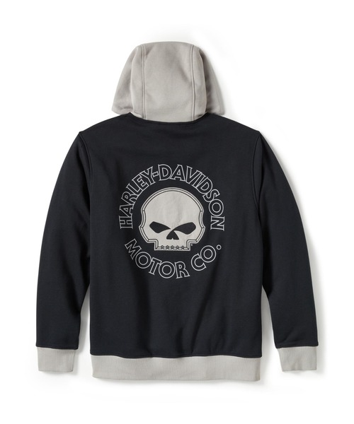 NEW【Harley Davidson】ウィリーGスカル ジップアップ パーカー Harley Davidson パーカー ウィリーG(R)スカル・カラーブロック