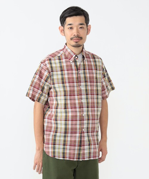 BEAMS+ シャツ マドラスチェック ボタンダウン S/S クラシック