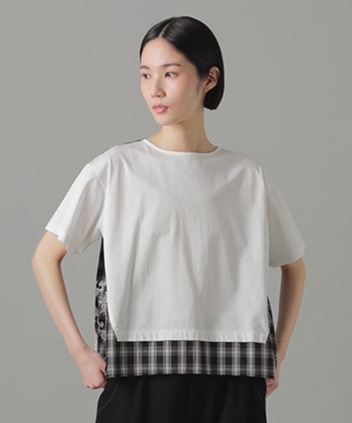 tシャツ チェックドッキングジャージィー / S レディース ZUCCa tシャツ チェックドッキングジャージィー / Tシャツ S