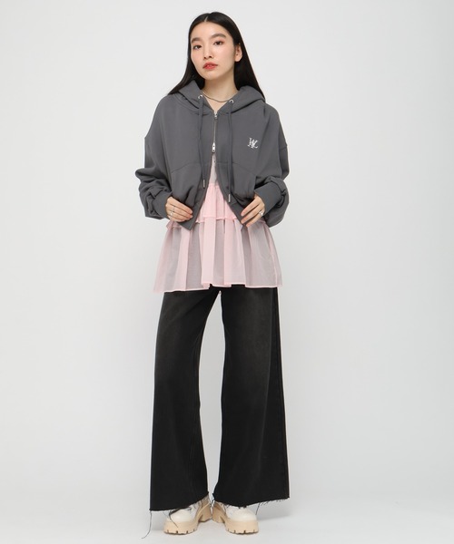wooalong ウアロン　シグネチャーフード　ジップアップパーカー　ダークグレ WOOALONG（ウアロン） パーカー 「UNISEX」WOOALONG／シグネチャー