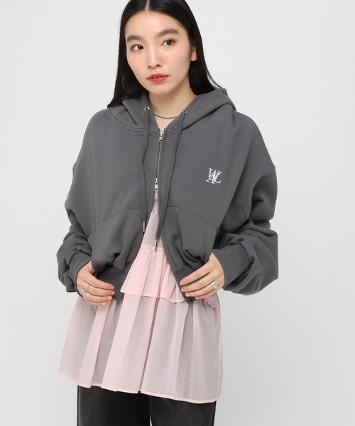 wooalong ウアロン　シグネチャーフード　ジップアップパーカー　ダークグレ WOOALONG（ウアロン） パーカー 「UNISEX」WOOALONG／シグネチャー