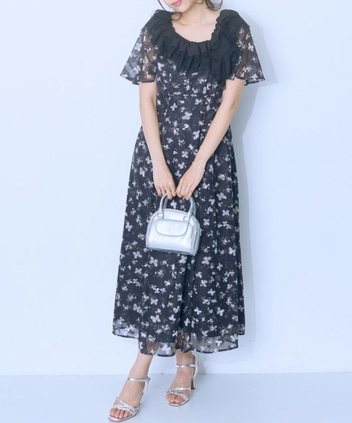 marun（マルン） ワンピース 「大きいサイズ」衿元チュールドッキング
