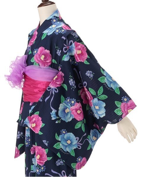 らんらん【タグ付き新品】130 浴衣　メゾピアノ　椿　サンドレス らんらん様専用【タグ付き新品】130 浴衣 メゾピアノ 椿 サン