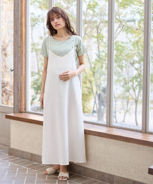 Rosemadame マタニティ ジャガードチェックキャミワンピース