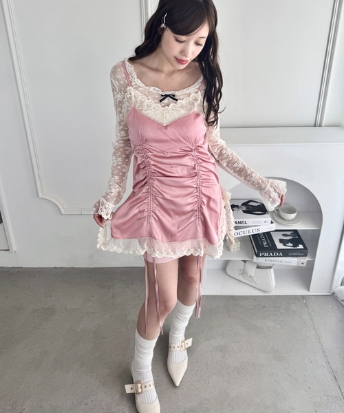 Loueme ワンピース サテンレースギャザーキャミソール : ZOZOTOWN