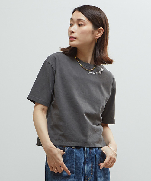 tシャツ 製品染コンパクトロゴ入りTシャツ レディース