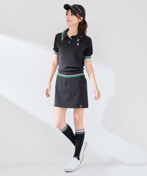 ポロシャツ ポロ 編地コンビ使い５分袖ニットポロ レディース JUN&ROPE' ポロシャツ ポロ 編地コンビ使い5分袖ニットポロ