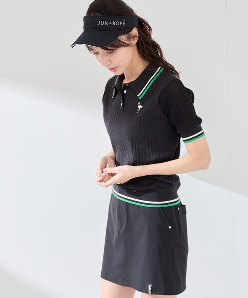 JUN&ROPE'（ジュンアンドロペ） ポロシャツ ポロ 編地コンビ使い5分袖