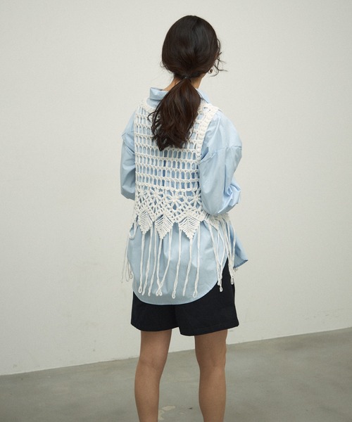 ベスト ジレ Fringe macrame vest / フリンジマクラメベスト