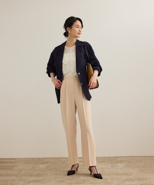 ROPE'（ロペ） パンツ 「洗える」ダブルクロステーパードパンツ（美人