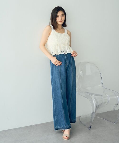 キャミソール チュールバテンレースオーバーキャミ チュールバテンレースオーバーキャミ/YECCA VECCA（イェッカ